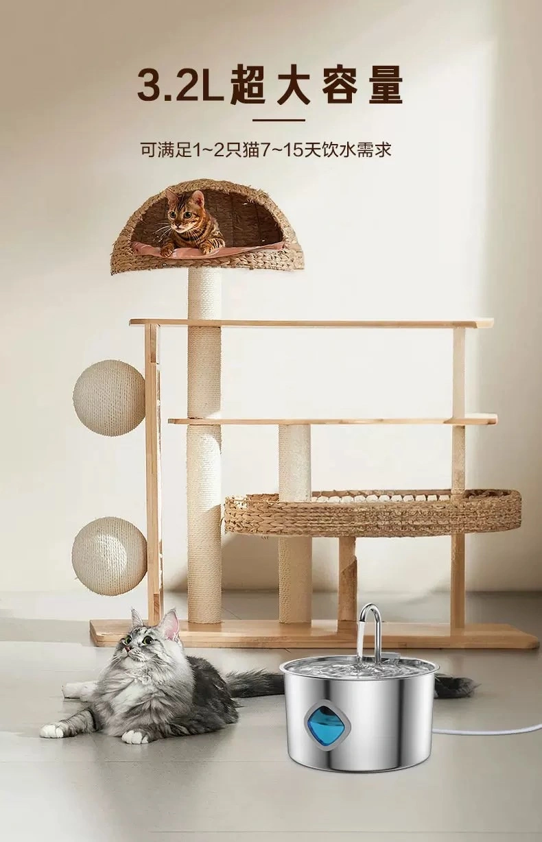 Cross-border best-selling all-stainless steel pet water dispenser, circular track-type water dispenser for cats and dogs detail image 6
