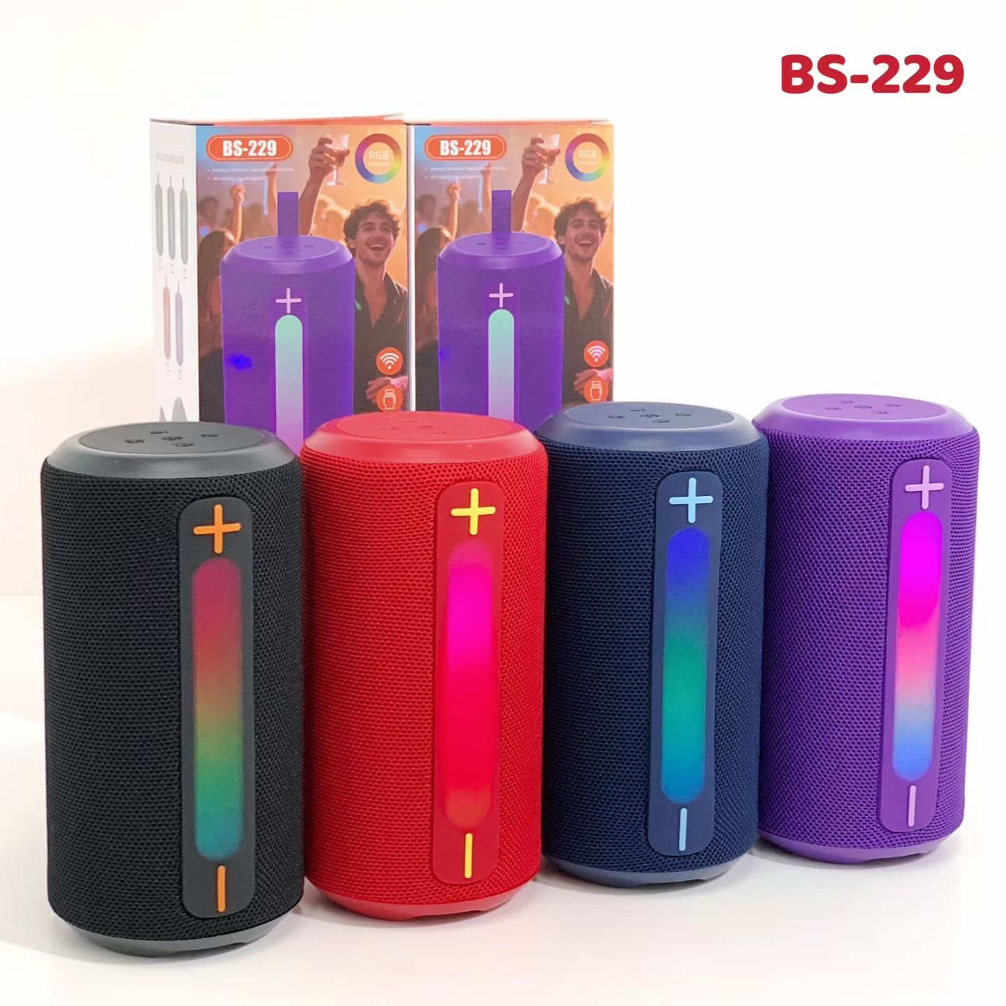 New portable Bluetooth speaker launched [Celebration][Celebration] New model: BS-229 Supported functions: BT, TF, USB, FM, RGB, Type-C plug details Picture