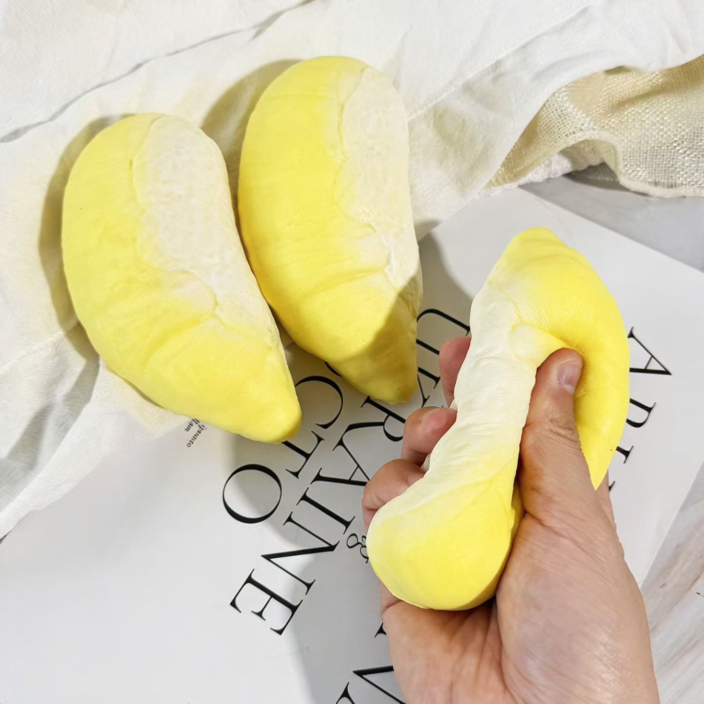 New, Unique, Slow Rebound Durian Kneading Fun Toy, durian-shaped children's stress-relieving kneading toy Application Scenario