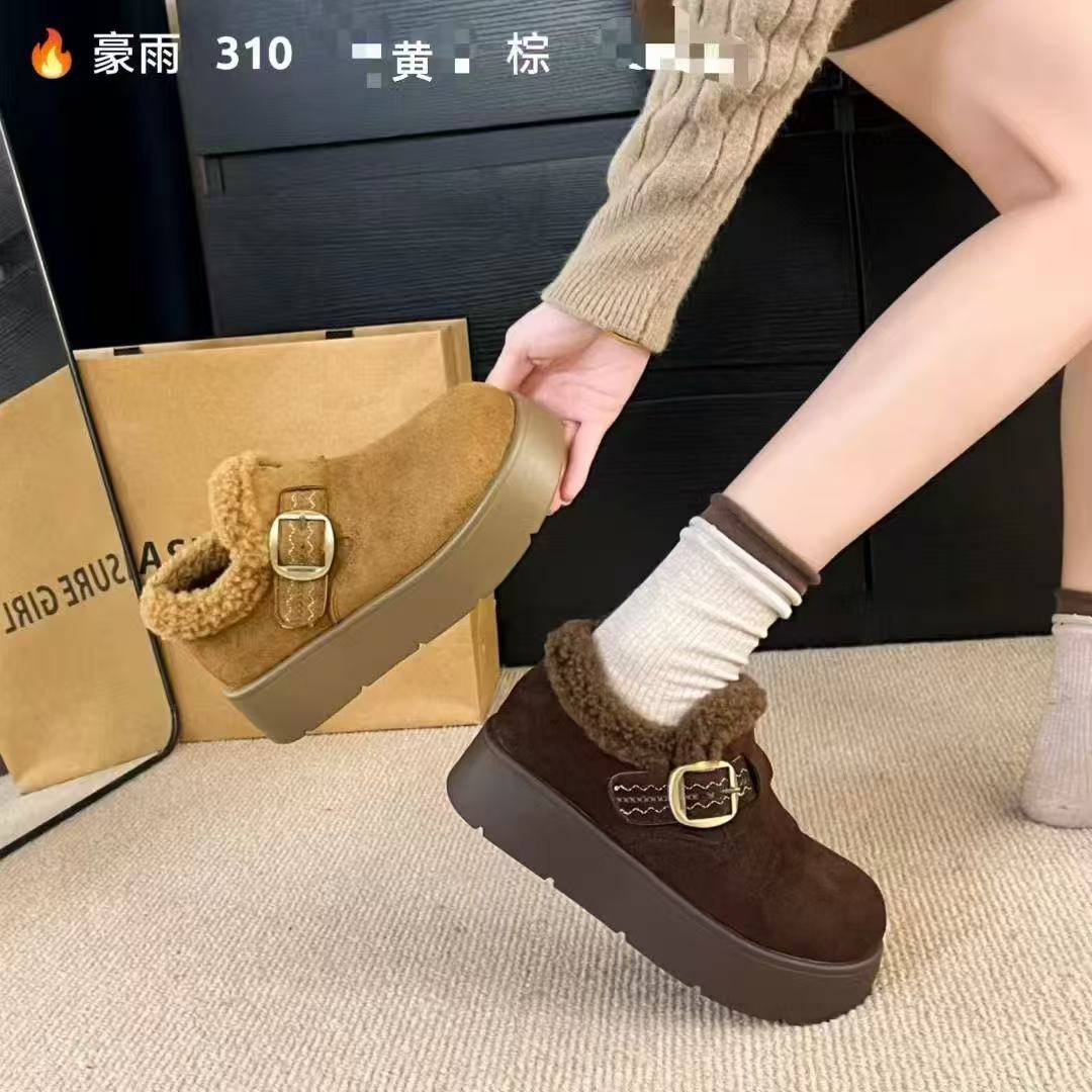 棕色厚底雪地靴女保暖加绒防滑冬季棉靴