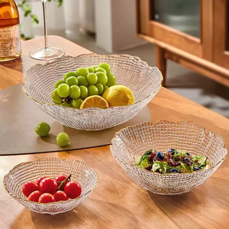 Glass fruit plate, candy and dessert rack, household daily necessities, Glass bowl, glass charge plate, Glass charge bow Stemm detail image 5
