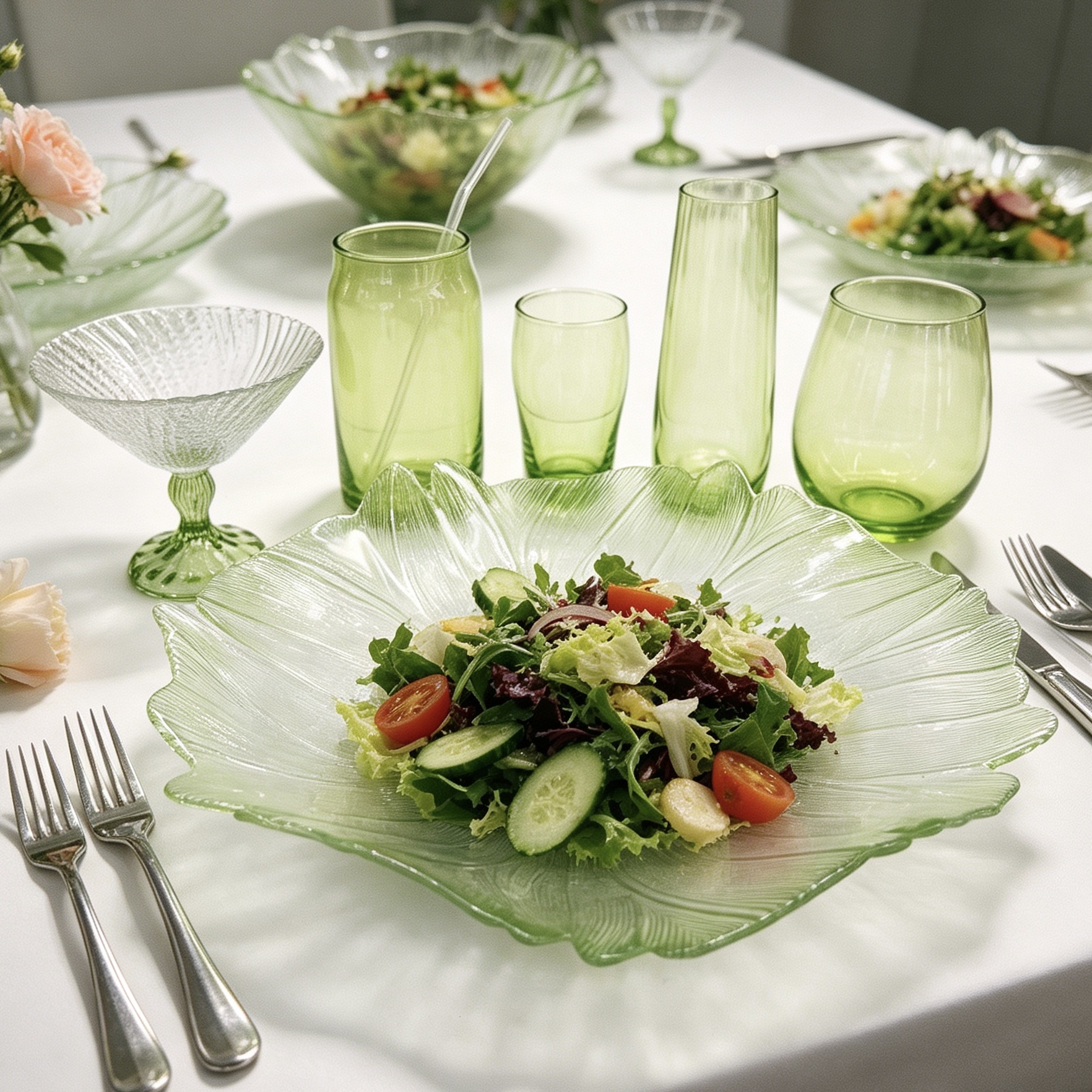 Glasscharger plate&glassbowl Stemmed plat detail image 3