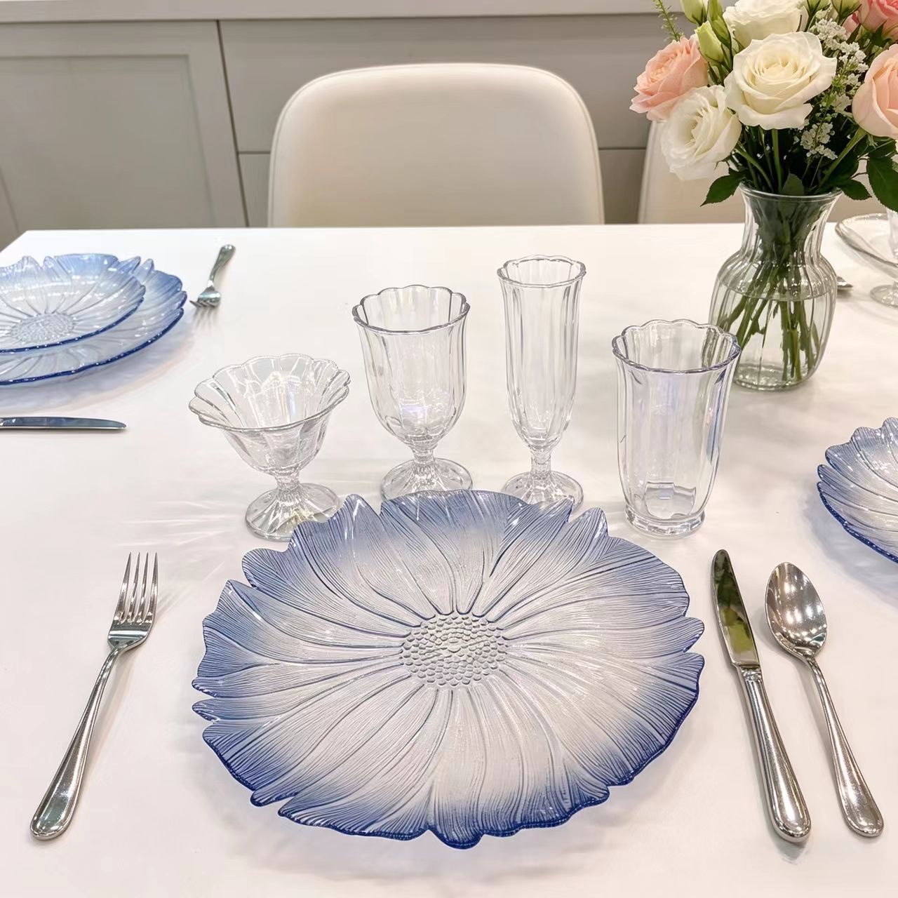 Glasscharger plate&glassbowl Stemmed plat
