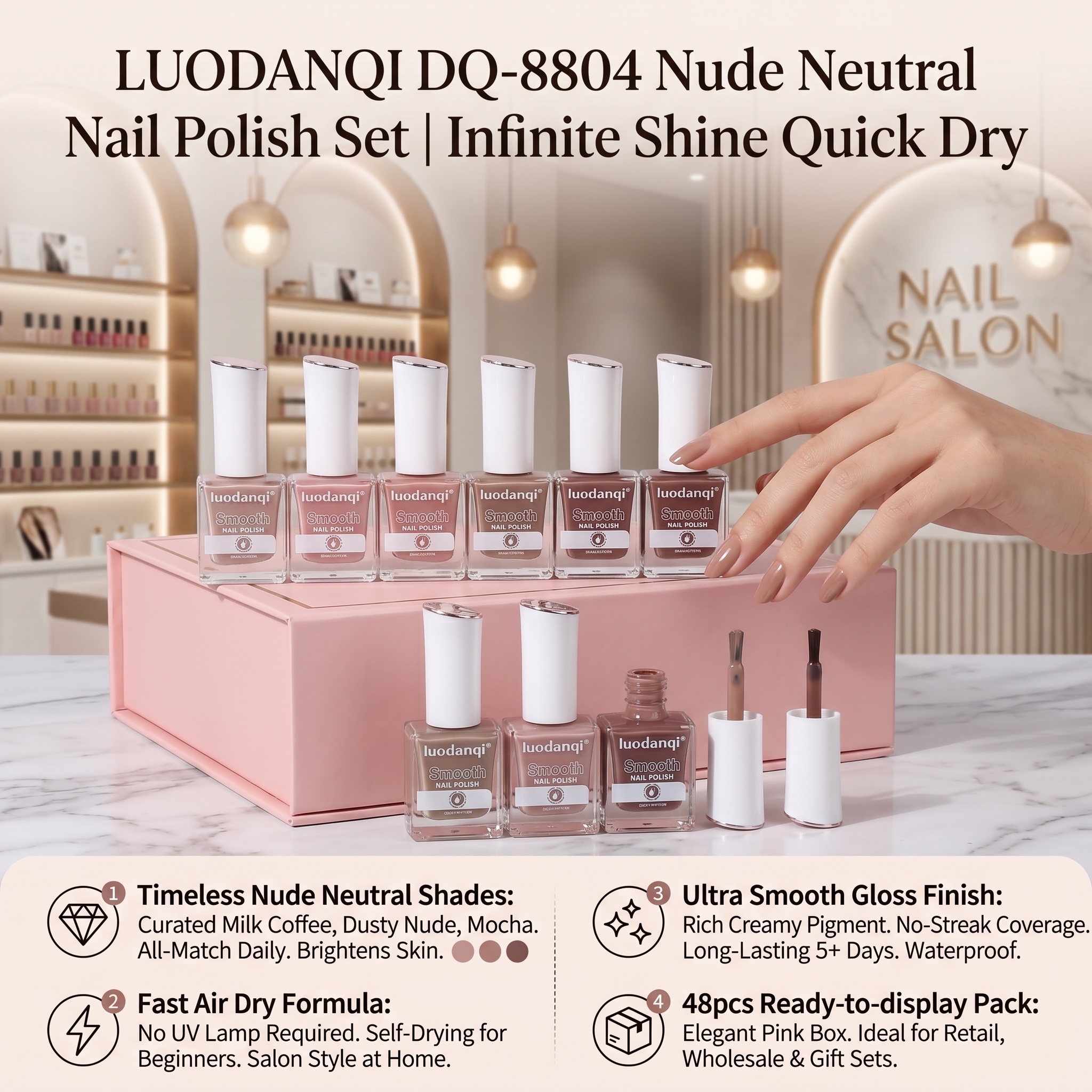 Cross-border best-selling oil-based nail polish series without baking lamp factory direct sales, exclusively for nail salons Application Scenario