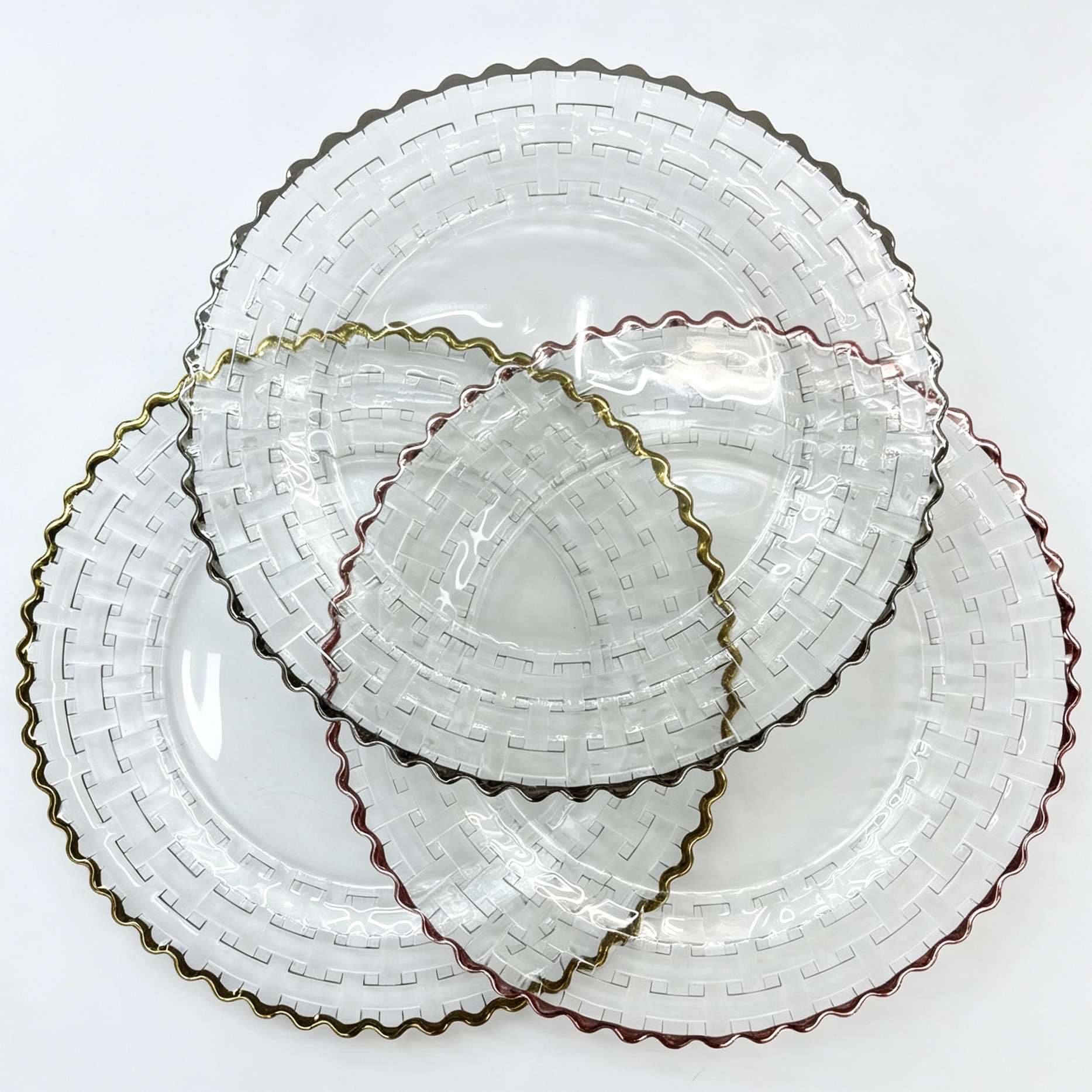 Fruit plate, candy and dessert rack, daily necessities, tableware, glass pad plate, high foot bowl plate, Glasschargeplate Stemmed plate stemme detail image 15