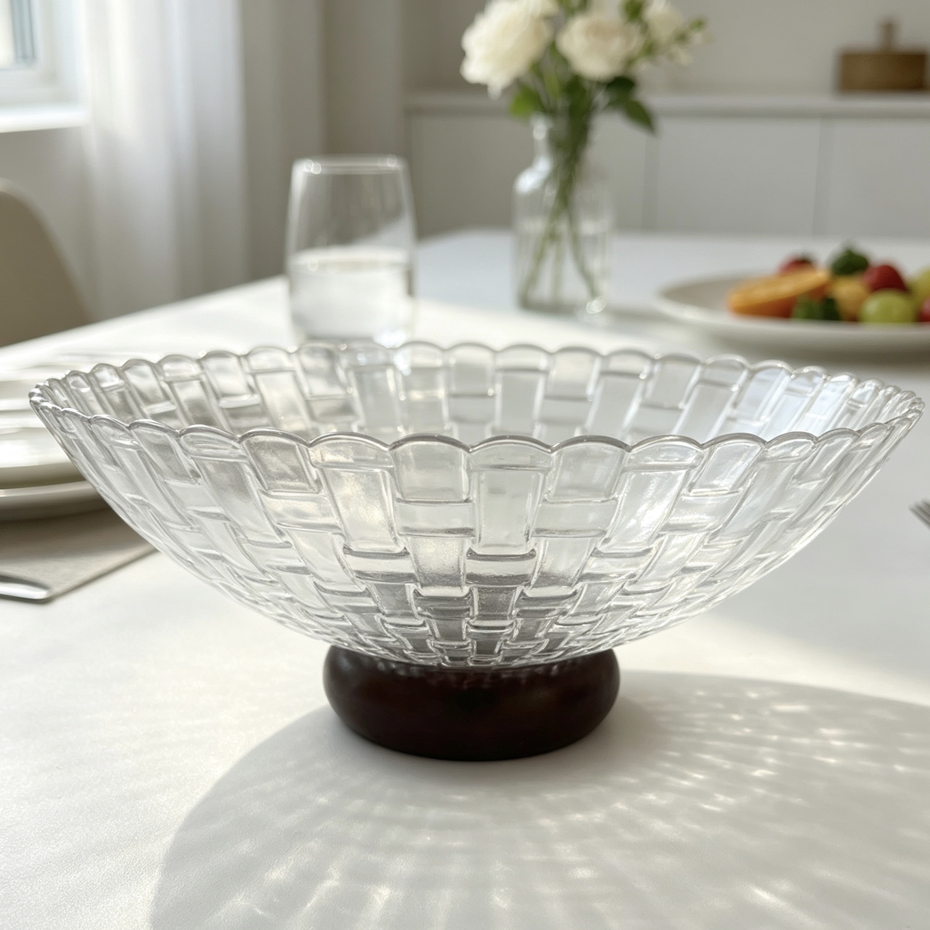 Fruit plate, candy and dessert rack, daily necessities, tableware, glass pad plate, high foot bowl plate, Glasschargeplate Stemmed plate stemme detail image 12