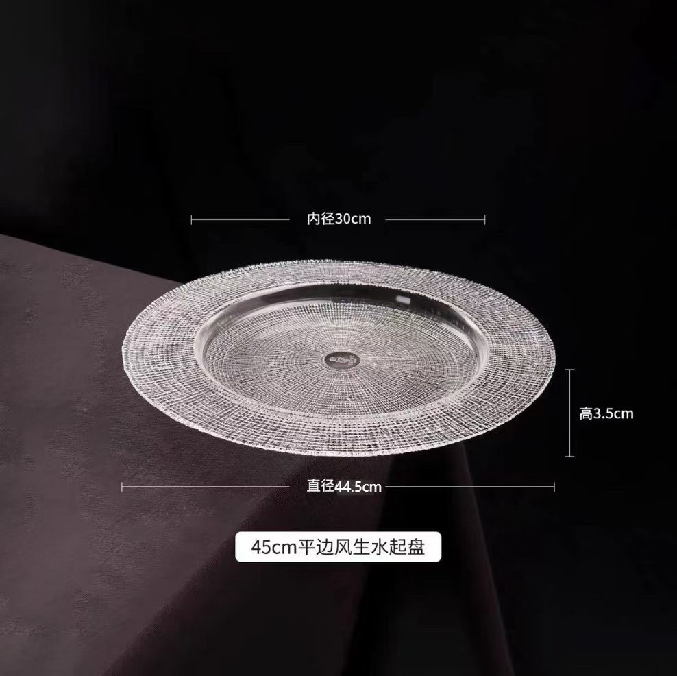 Daily necessities Glass bowl glass plate cake snack plate fruit salad bowl glass charger plate glass bowl Stemmed p detail image 12