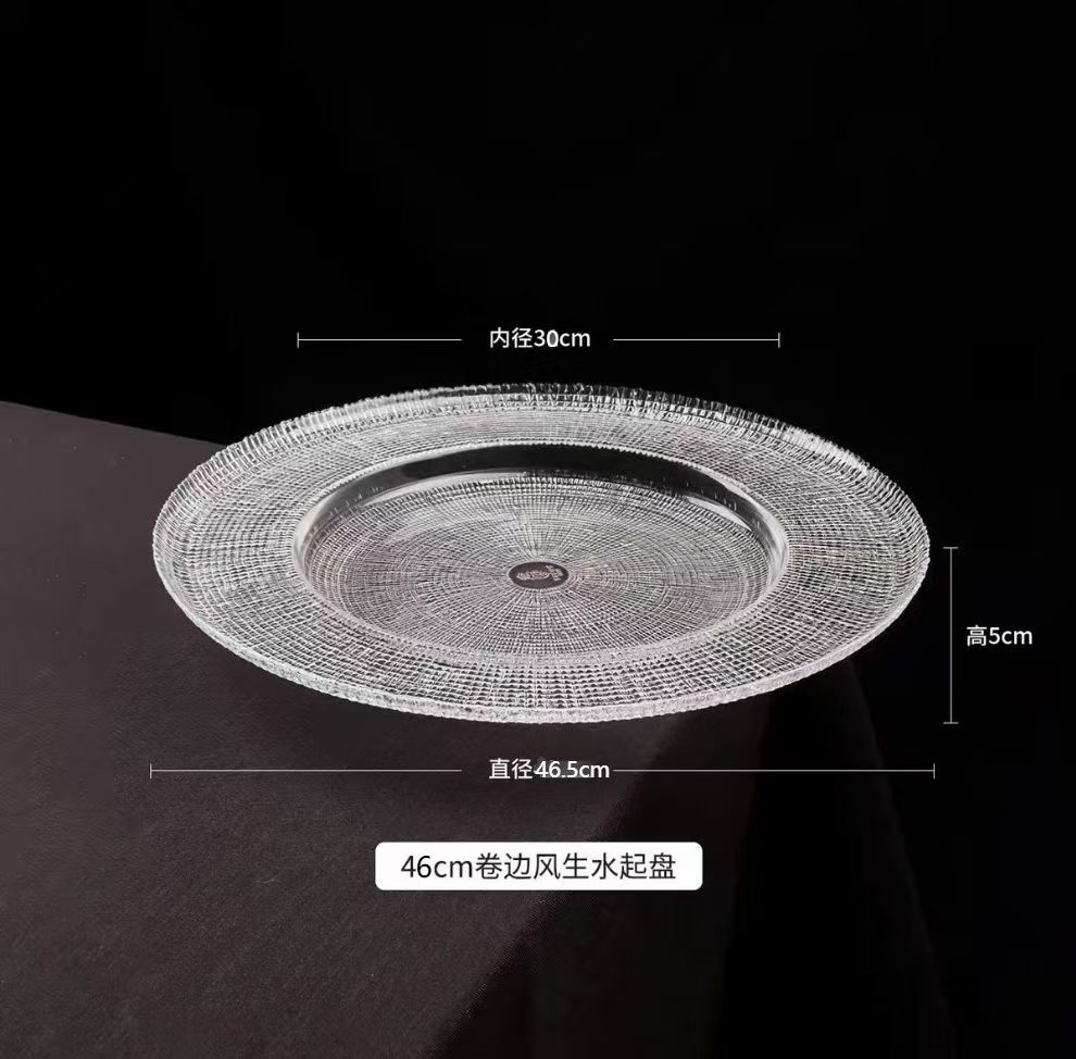Daily necessities Glass bowl glass plate cake snack plate fruit salad bowl glass charger plate glass bowl Stemmed p detail image 13