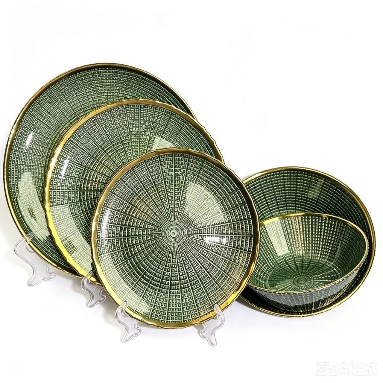 Daily necessities Glass bowl glass plate cake snack plate fruit salad bowl glass charger plate glass bowl Stemmed p detail image 6