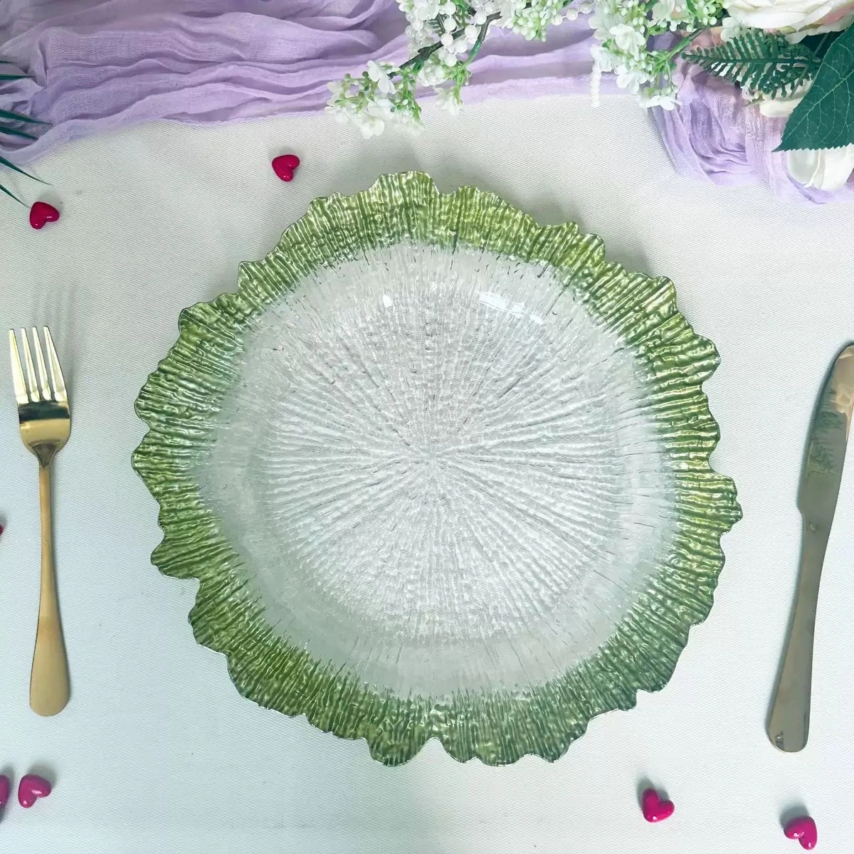 Glass table pad plate, table decoration tableware, glass plate, Glass charger plate Tableware detail image 5