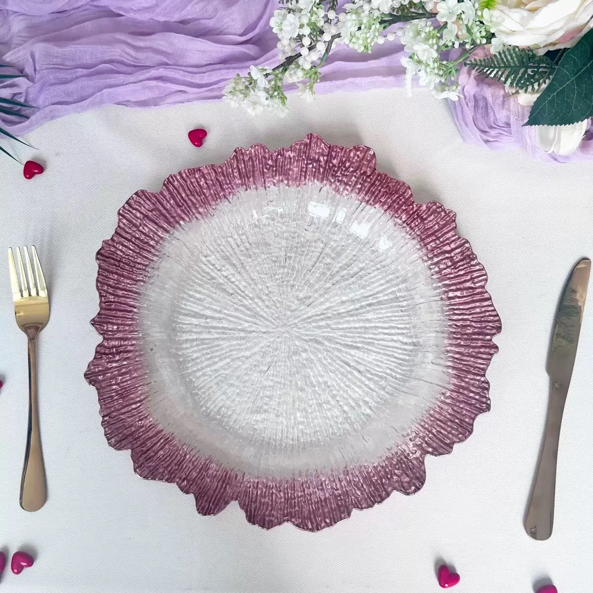 Glass table pad plate, table decoration tableware, glass plate, Glass charger plate Tableware detail image 4