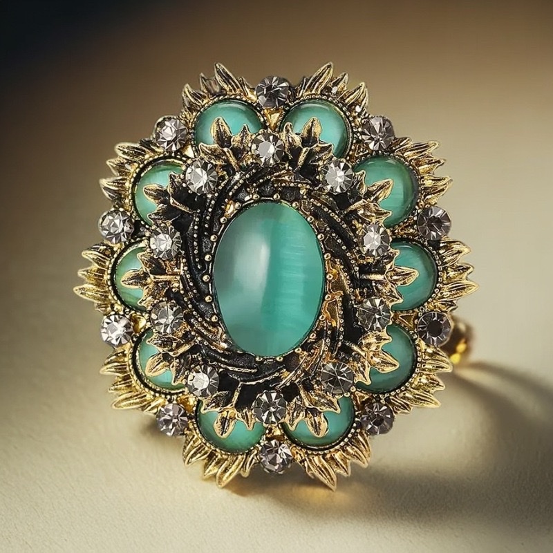 Fashionable foreign trade, creative, retro Baroque cat's eye brooch, exquisite ladies' evening dress, shawl, corsage accessory, brooch detail image 7
