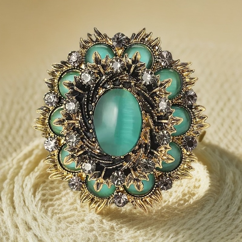 Fashionable foreign trade, creative, retro Baroque cat's eye brooch, exquisite ladies' evening dress, shawl, corsage accessory, brooch detail image 3