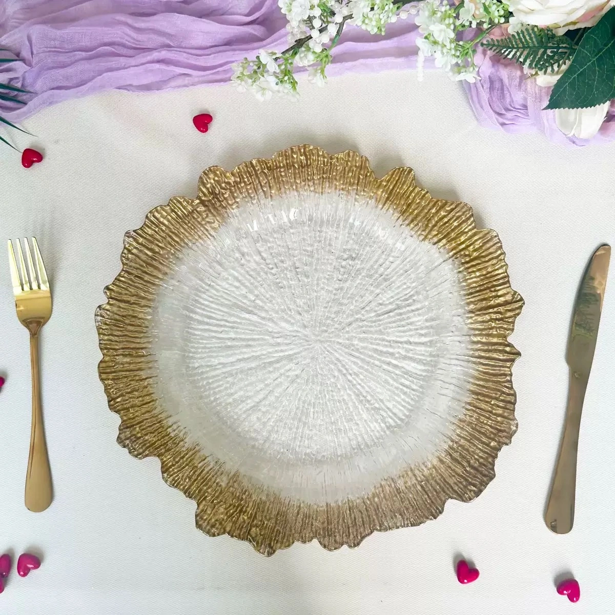 Glass table pad plate, table decoration tableware, glass plate, Glass charger plate Tableware detail image 2