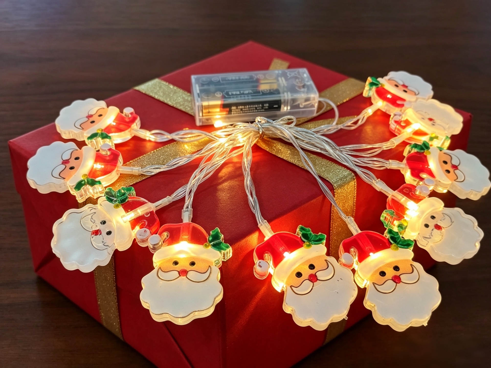 Santa Claus battery box, colorful lights, Christmas tree light strings, Christmas atmosphere decoration scene detail image 4