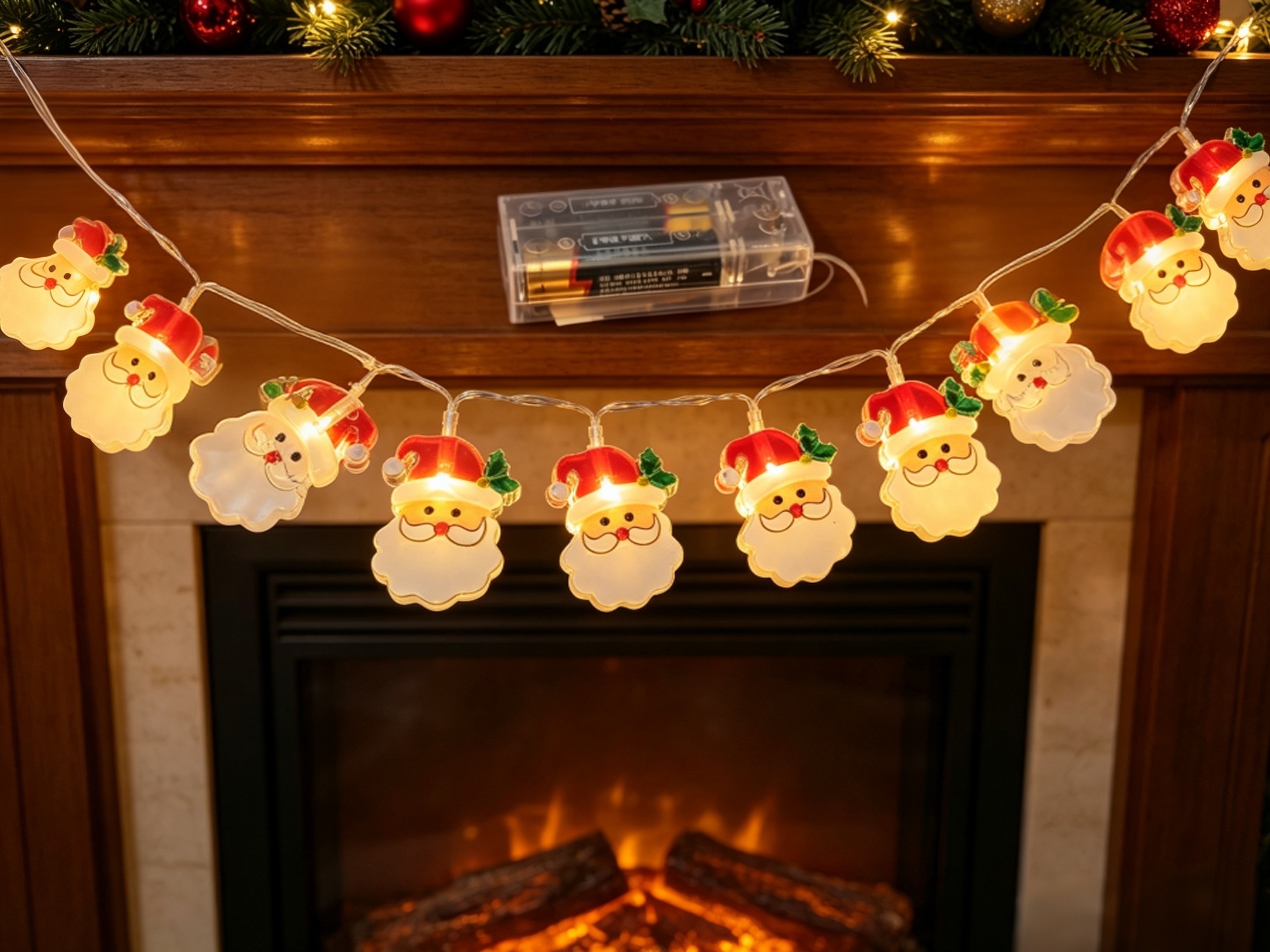 Santa Claus battery box, colorful lights, Christmas tree light strings, Christmas atmosphere decoration scene detail image 2