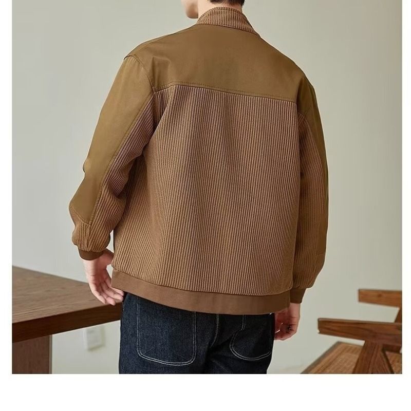 Cuello vertical abrigos hombres primavera otoño 2026 venta caliente en europa y américa China ropa al por mayor nuevo estilo coreano tendencia holgada versátil casual punto patchwork top chaqueta Application Scenario