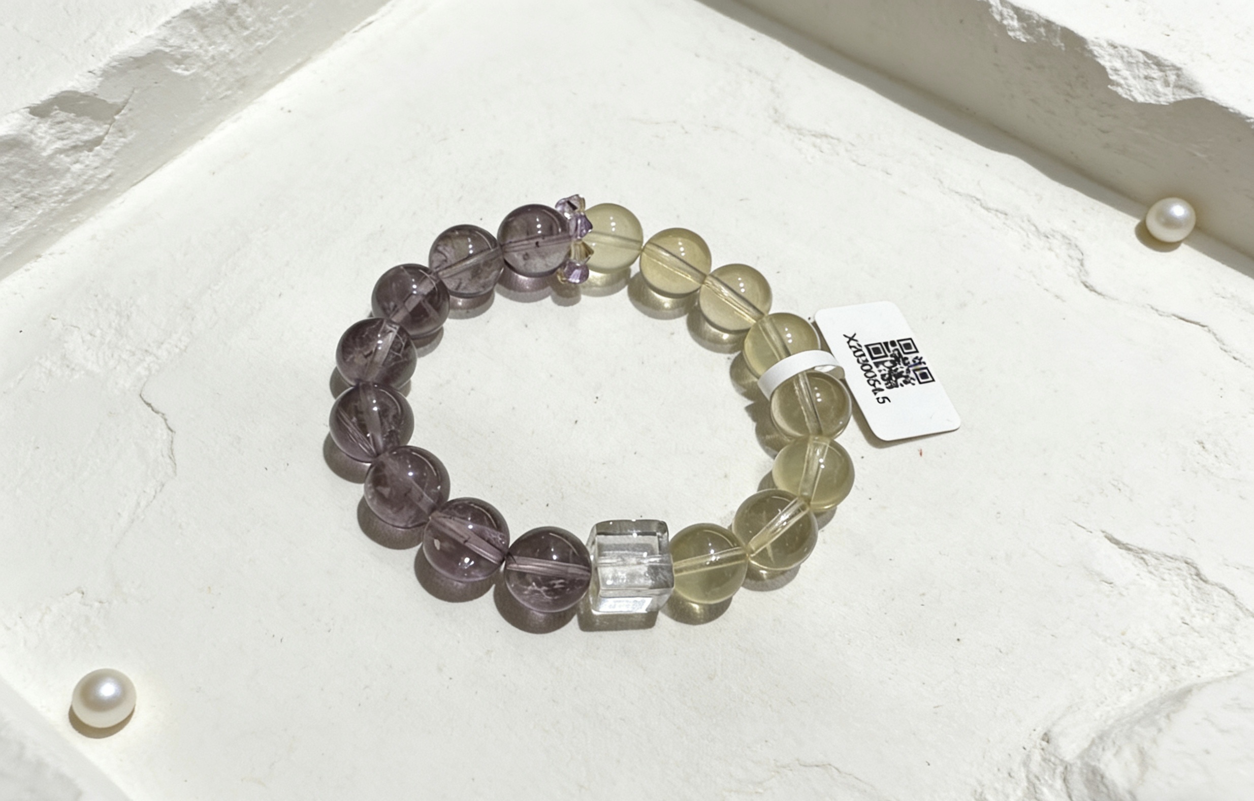 小众设计感紫水晶搭配黄水晶手链串撞色拼接轻奢温柔风手串