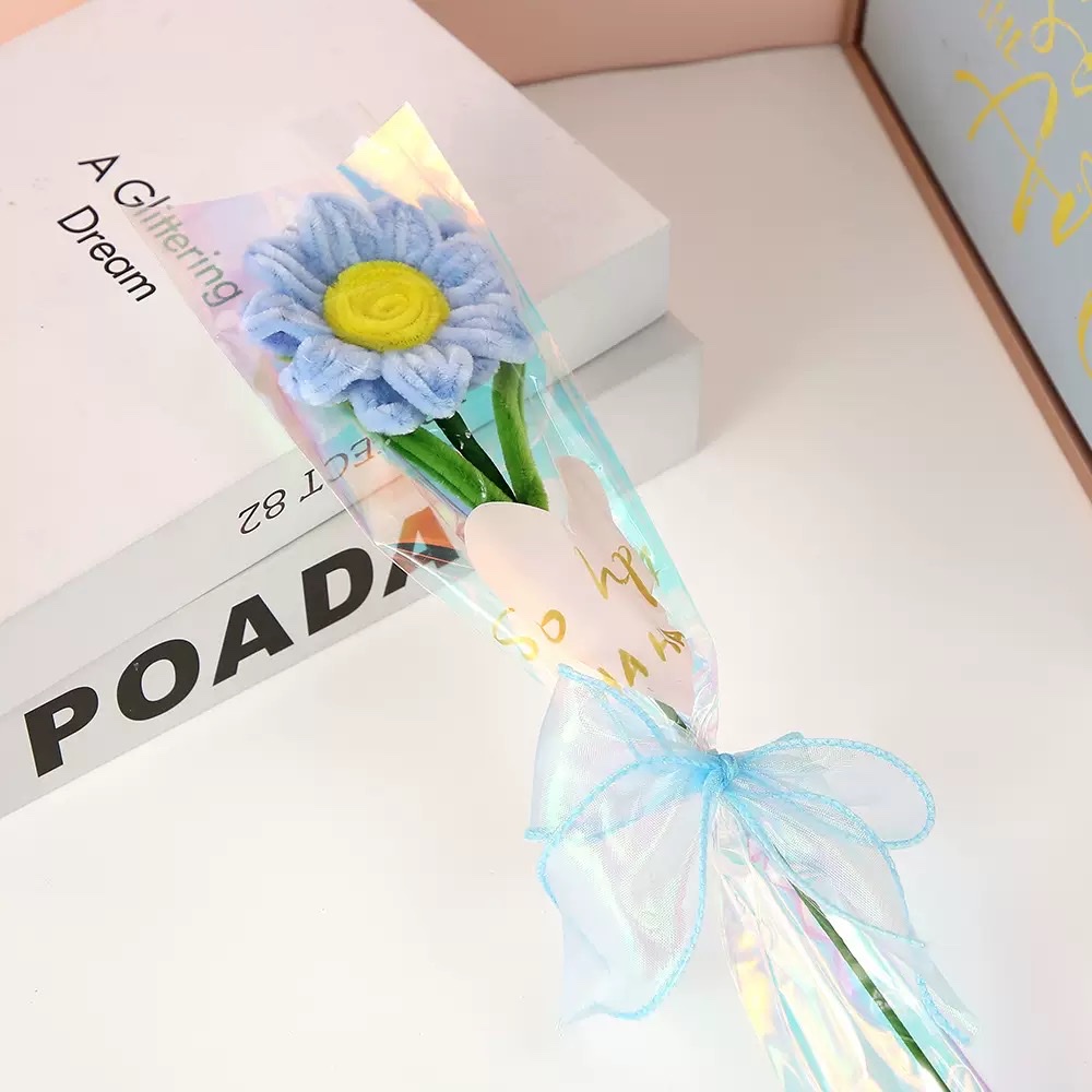 Eternal sunflower Twist stick finished product, Mother's Day plush fabric single flower bouquet decorative item, creative floral decoration for home living room, bedroom and table Application Scenario