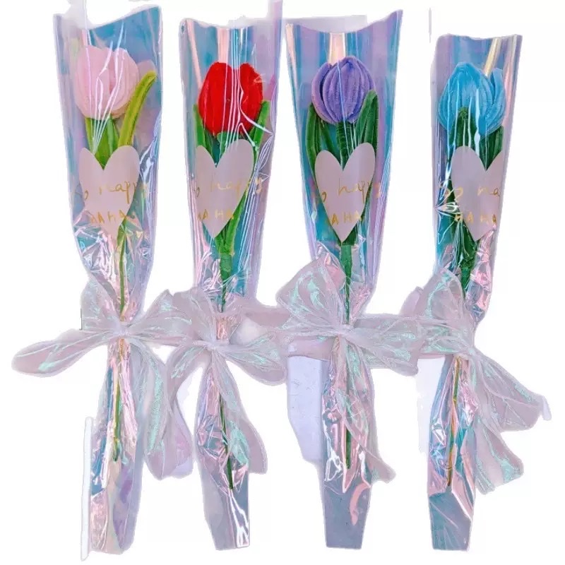 New twist stick tulip bouquet delivery birthday and Valentine's Day gifts, hand-held bouquets, wedding decoration finished products