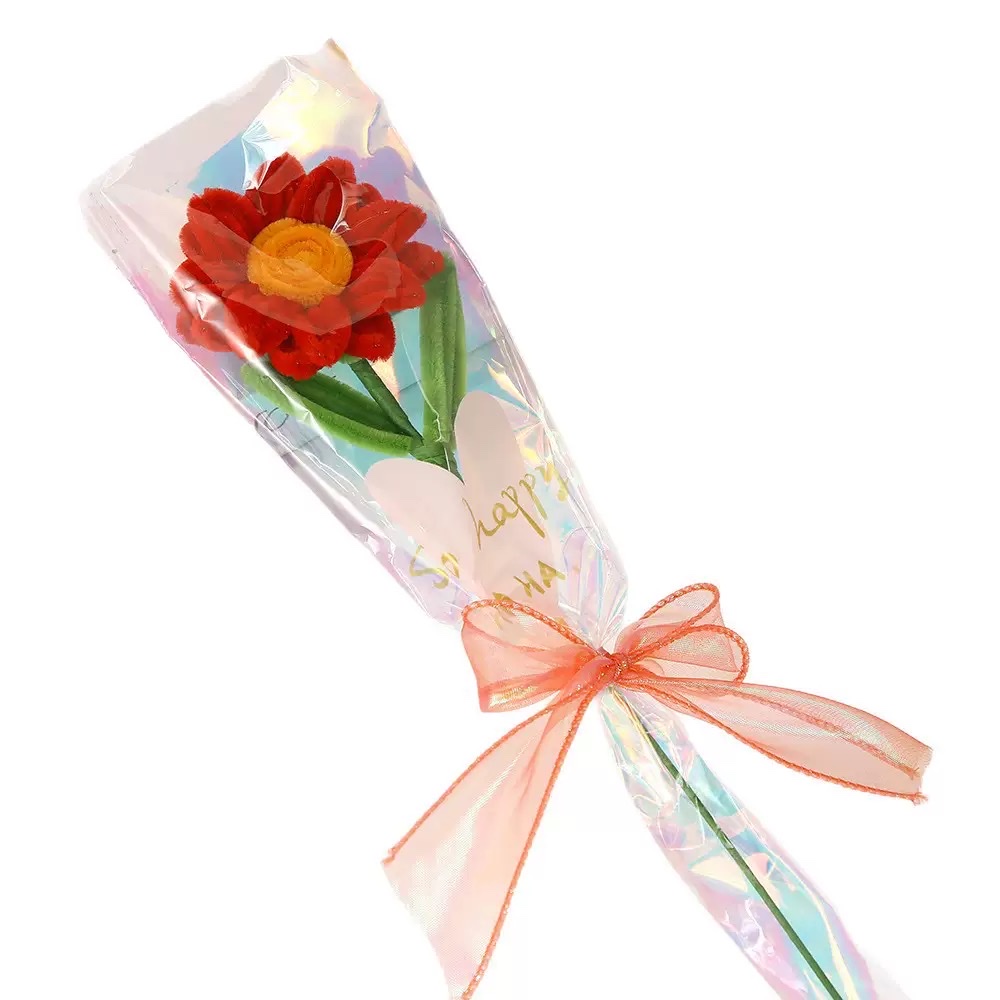 Eternal sunflower Twist stick finished product, Mother's Day plush fabric single flower bouquet decorative item, creative floral decoration for home living room, bedroom and table Item Picture