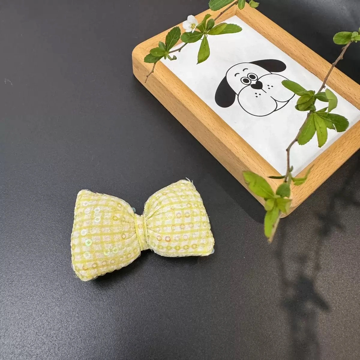 Cotton thread checkered fabric, cotton-filled bow accessories, hair ornaments, hair clips, DIY doll accessories, clothes detail image 2