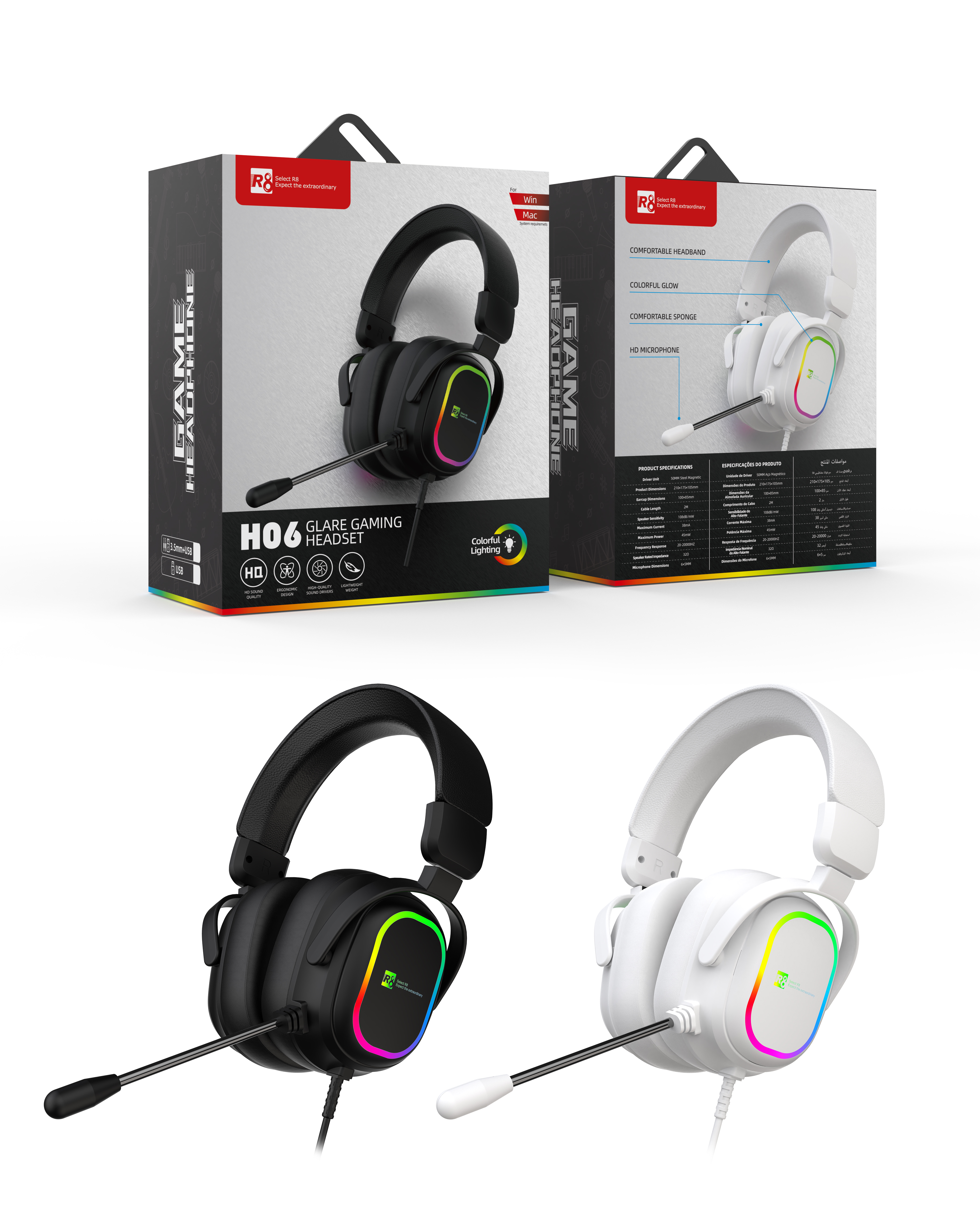 Lightweight gaming over-ear headphones with long battery life and high-fidelity sound quality, universal for PUBG and LOL mobile games, 24313243