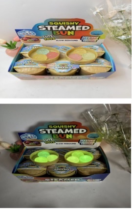 A new and unique toy that features slow-bouncing and luminous steamed buns