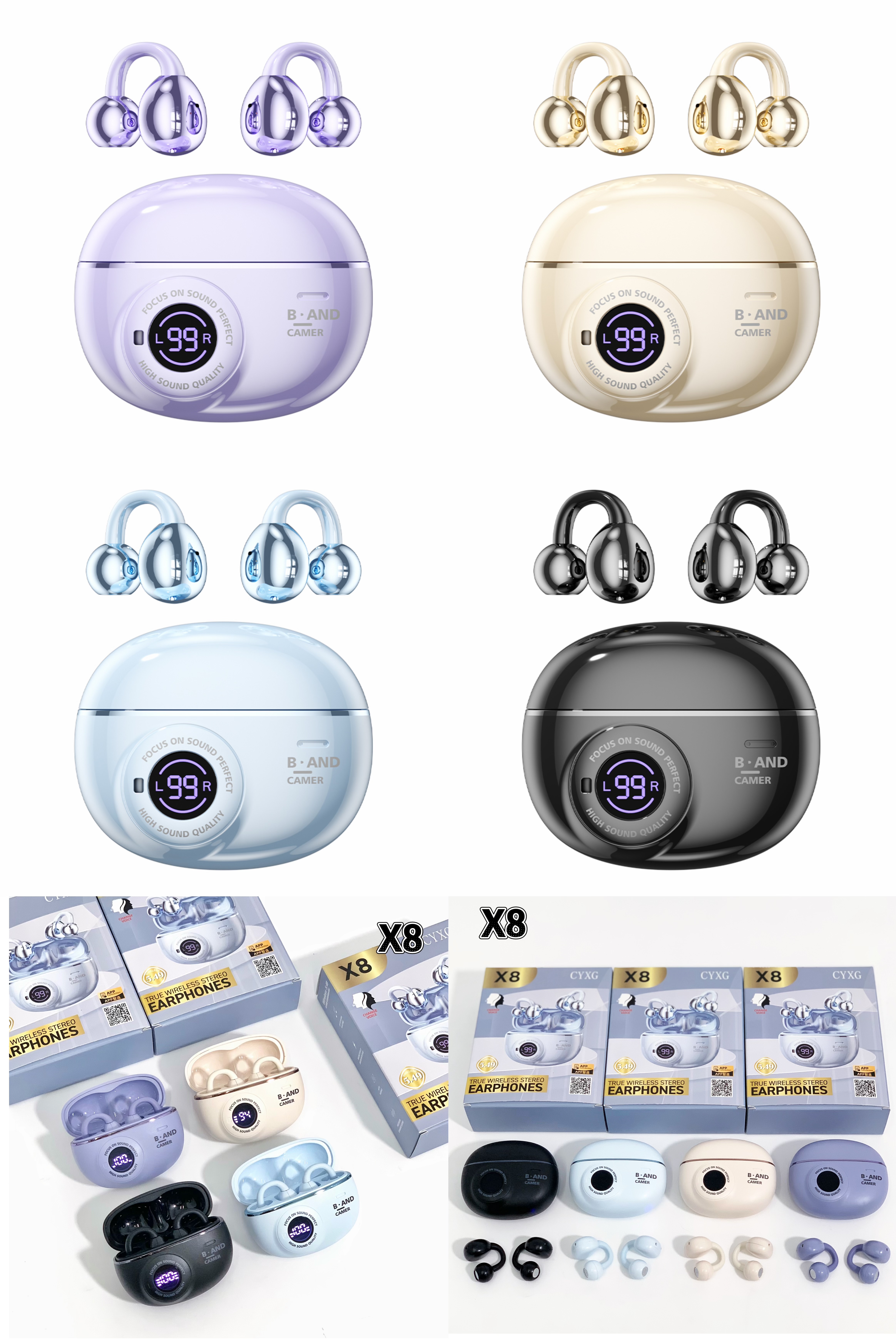 📢 New arrivals - X8 camera 📷 short-handled over-ear Bluetooth headphones 🎧 black skin, purple and blue four colors in stock, exquisite electroplating process, small and fashionable, price advantage headphones, headphones, headphones, ears