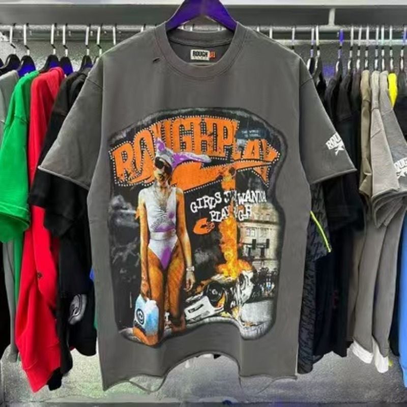 2026 europa y américa marca de moda nuevo hombre retro impresión alta calle casual lavado de agua hacer viejo hombre y mujer manga corta camiseta camiseta camiseta camiseta camiseta ins Application Scenario