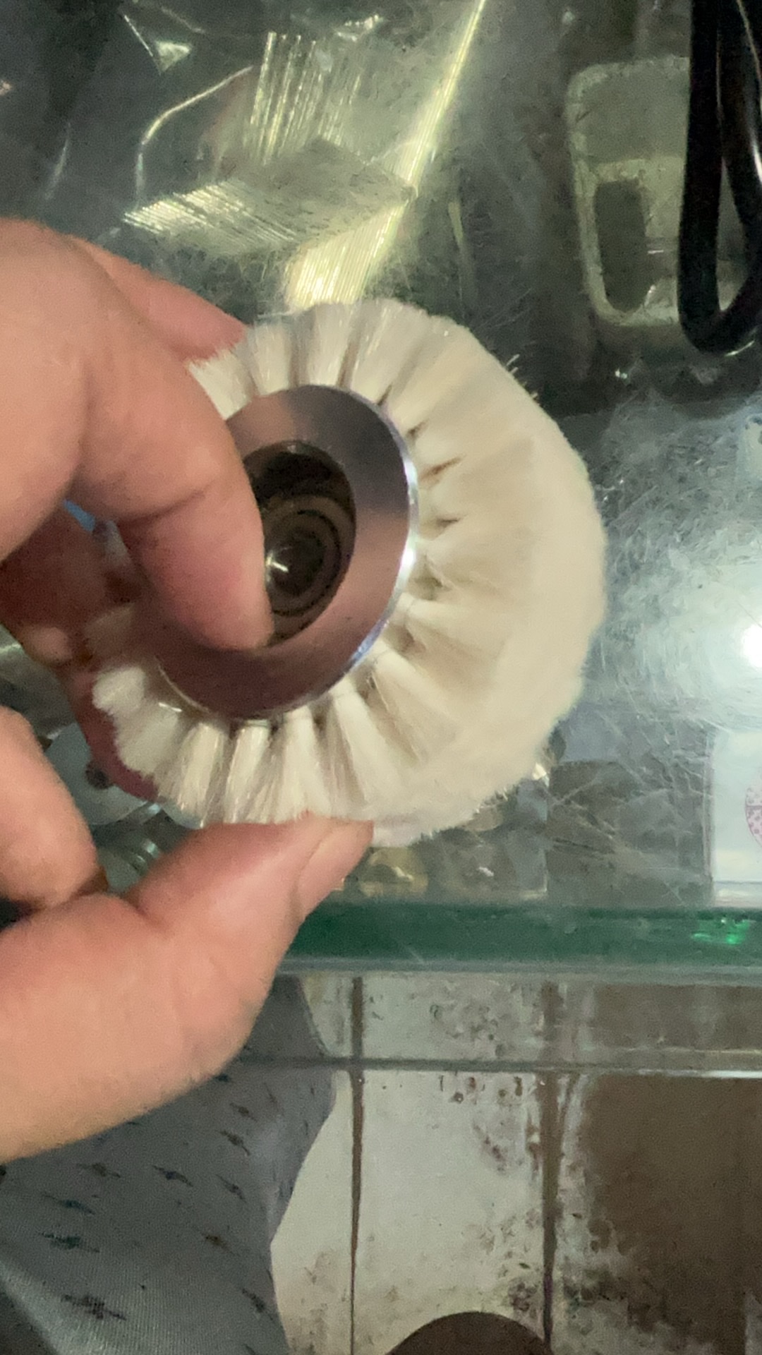 White soft brush wheels with brushes