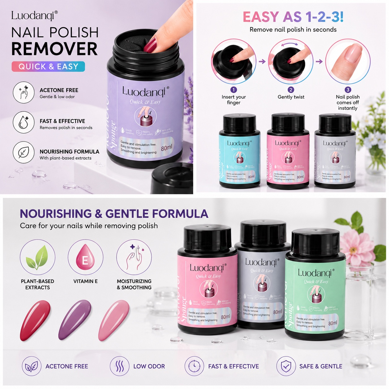 Cross-border foreign trade black cans with sponge nail polish remover are suitable for both oil-based and water-based nail polishes Specification image