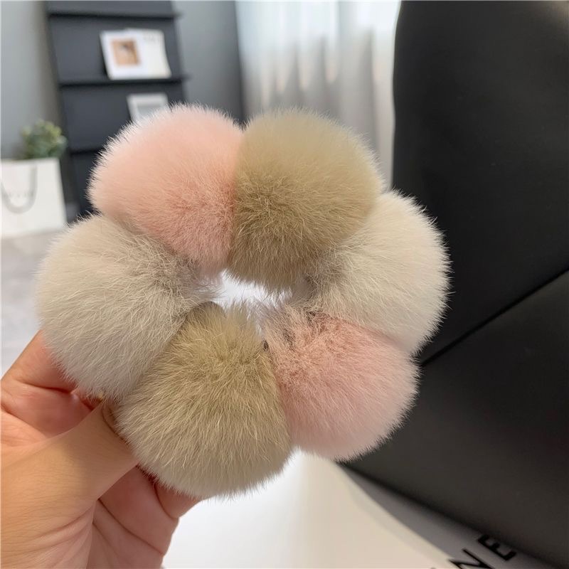 Cute and genuine rex rabbit fur ball hair tie, Korean Instagram influencer fur ball hair tie, new style of hair tie detail image 2