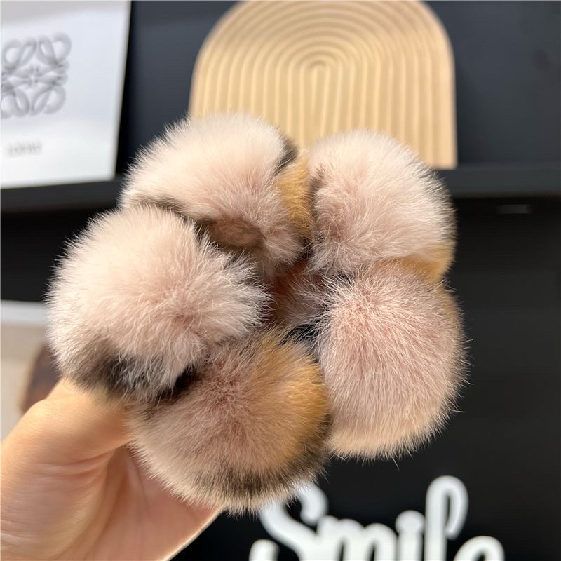 Cute and genuine rex rabbit fur ball hair tie, Korean Instagram influencer fur ball hair tie, new style of hair tie detail image 16