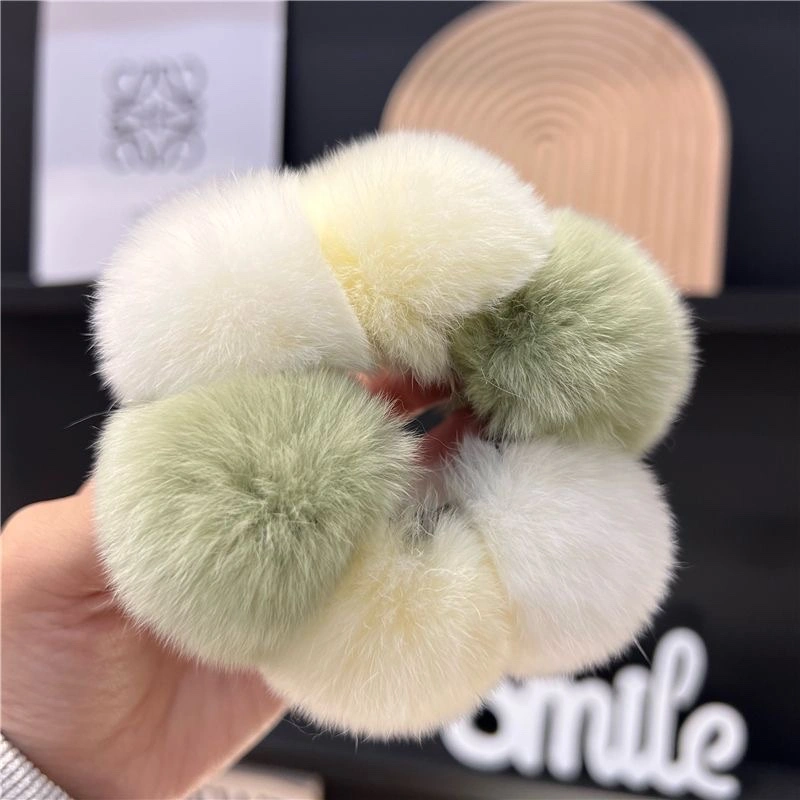 Cute and genuine rex rabbit fur ball hair tie, Korean Instagram influencer fur ball hair tie, new style of hair tie detail image 14