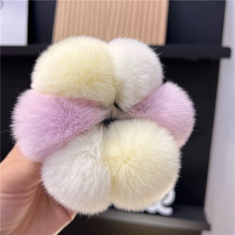 Cute and genuine rex rabbit fur ball hair tie, Korean Instagram influencer fur ball hair tie, new style of hair tie detail image 6