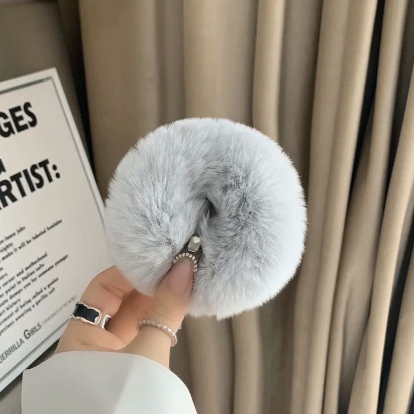 ins Autumn and winter real rex rabbit fur rings, cute fluffy hair strings, girl headwear, pig intestine hair accessories for adults and children Item Picture
