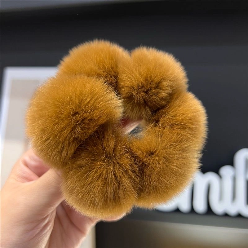 Cute and genuine rex rabbit fur ball hair tie, Korean Instagram influencer fur ball hair tie, new style of hair tie detail image 15