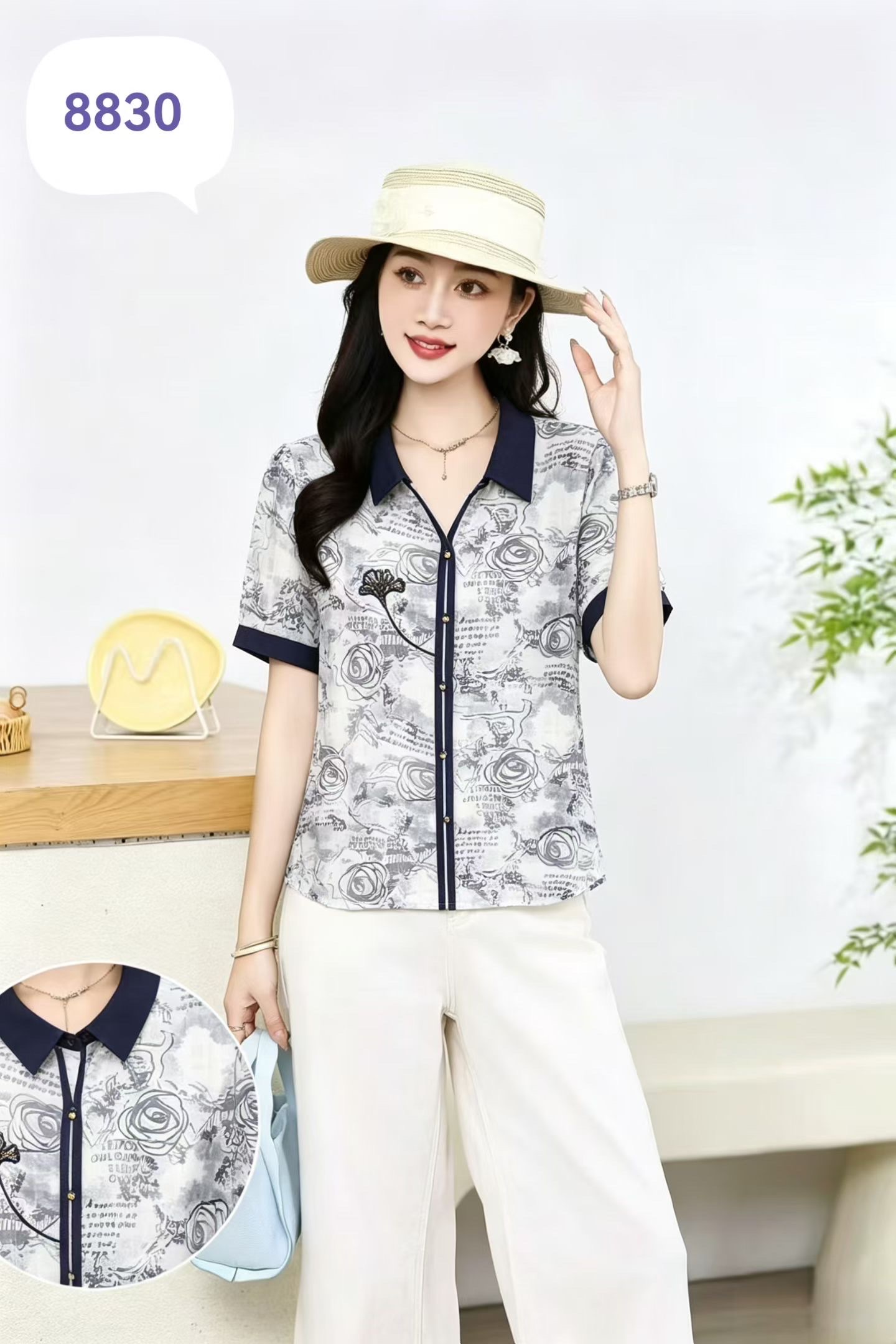 Chinese style two-tone shirt for summer 2026 pic 3