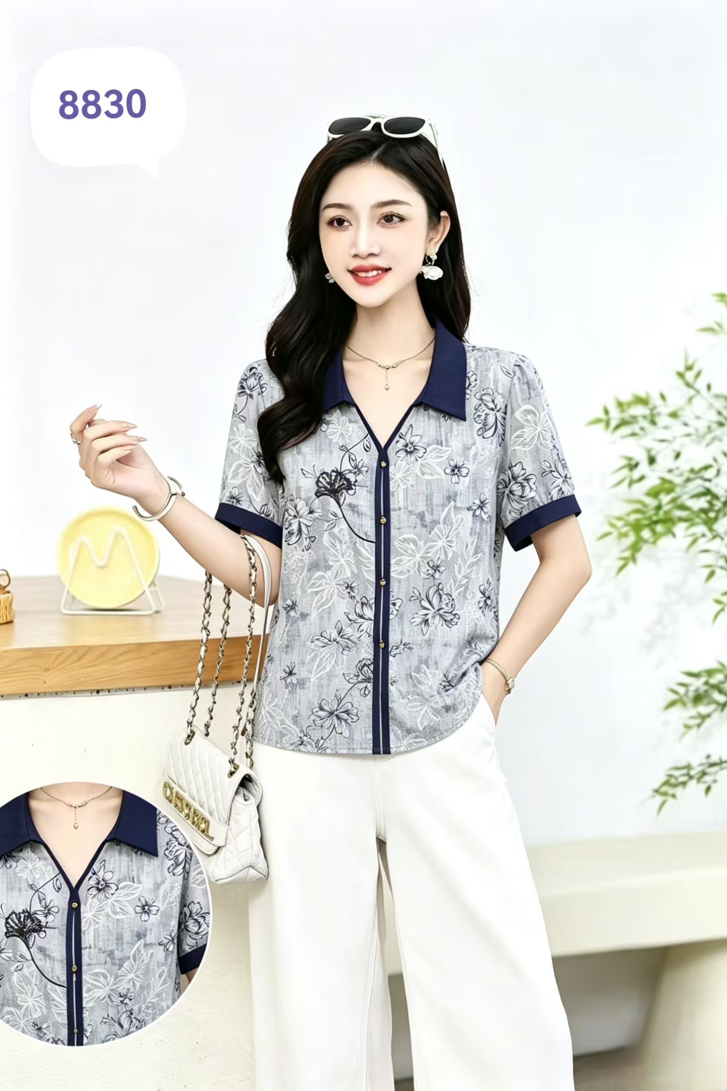 Chinese style two-tone shirt for summer 2026 pic 2