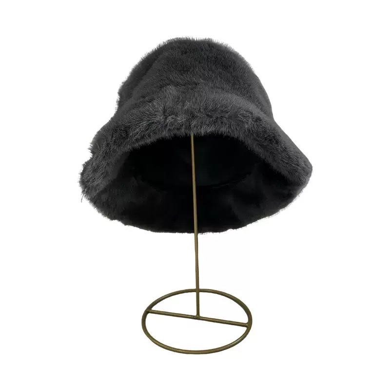 黑色毛绒渔夫帽秋冬保暖显脸小韩版休闲百搭帽 Item Picture