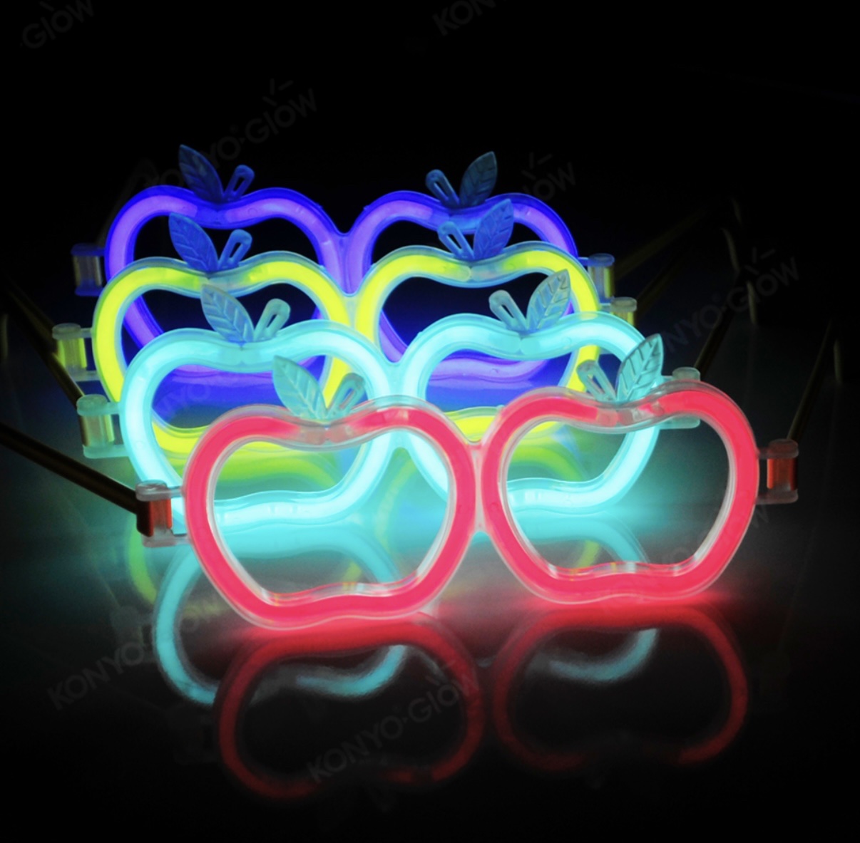 Popular apple fluorescent luminous glasses, fruit-shaped luminous glasses, party music festival, Halloween photo atmosphere, children's street stall toys