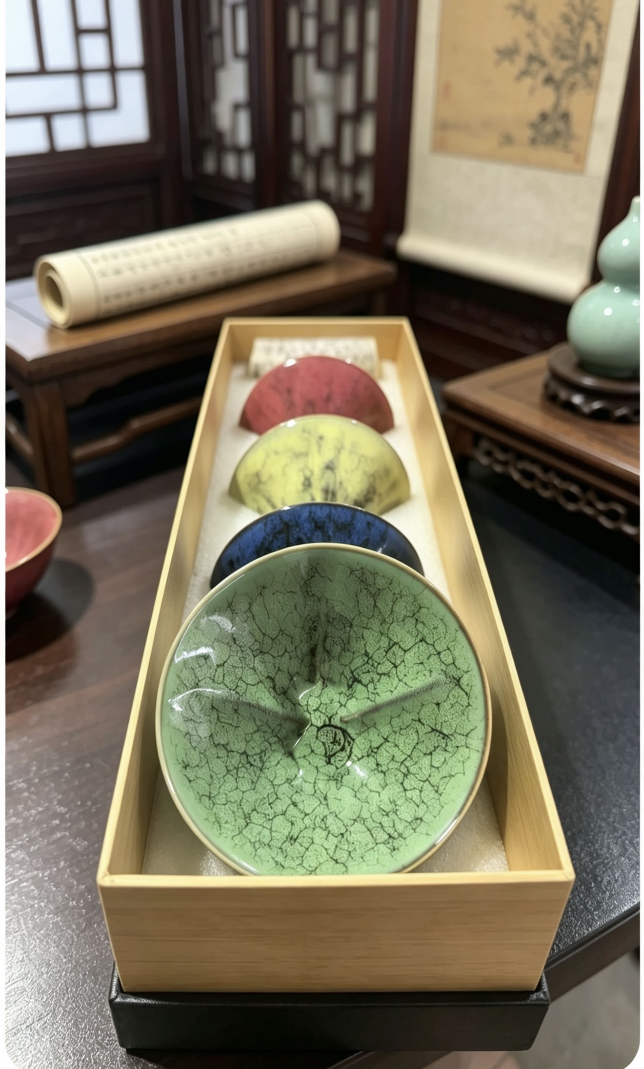 大吉大利便携茶具套装旅行茶具套组多功能茶具便携式旅游茶具包装盒5个杯