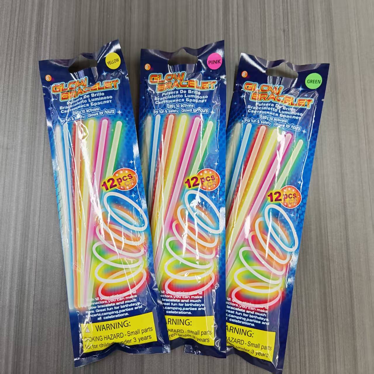 12 multi-color luminous fluorescent bracelets, party and bar support wristbands, disposable chemical luminous wristbands detail image 2