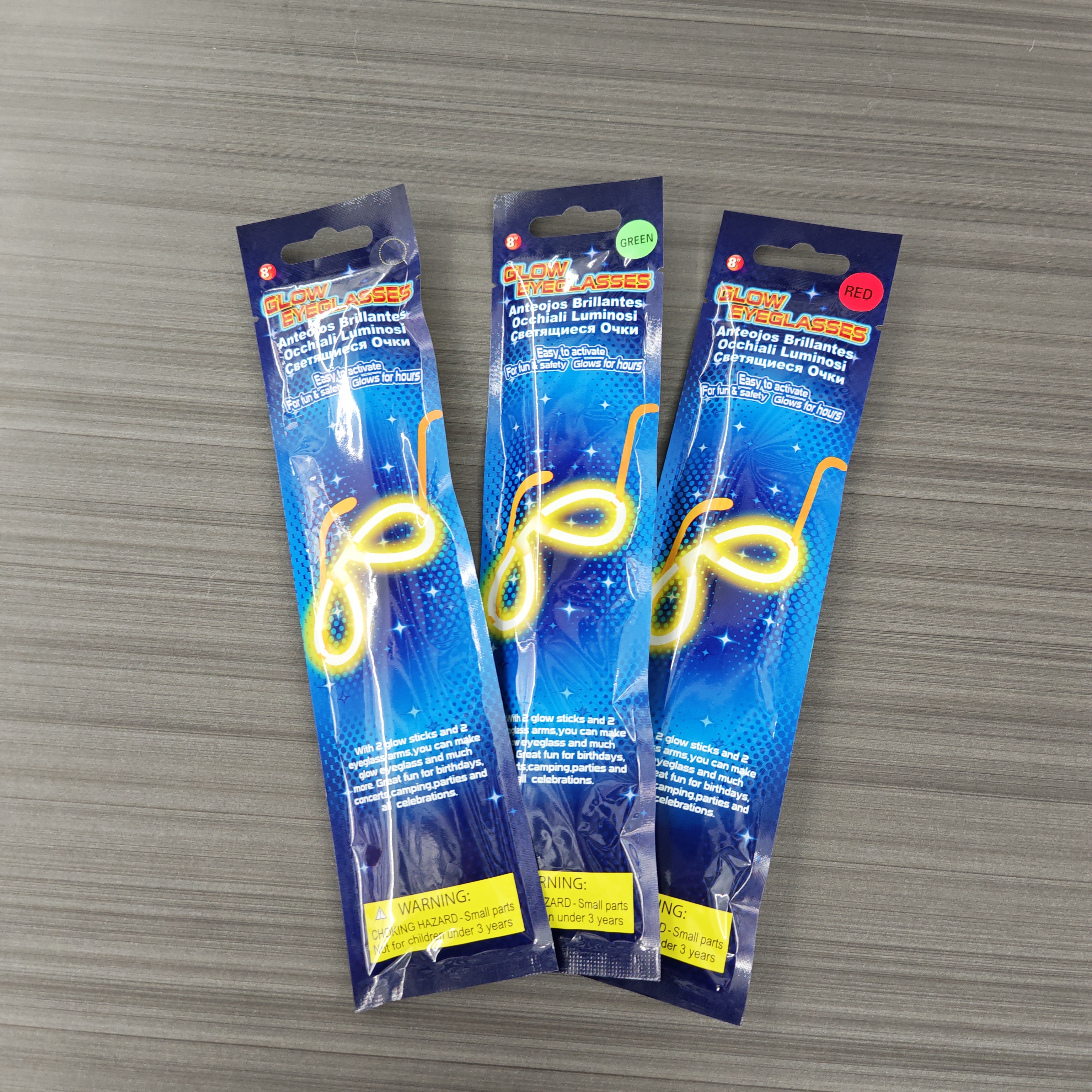 Multi-color luminous fluorescent glasses for Halloween and birthday parties, glowing glasses for night market stalls details Picture