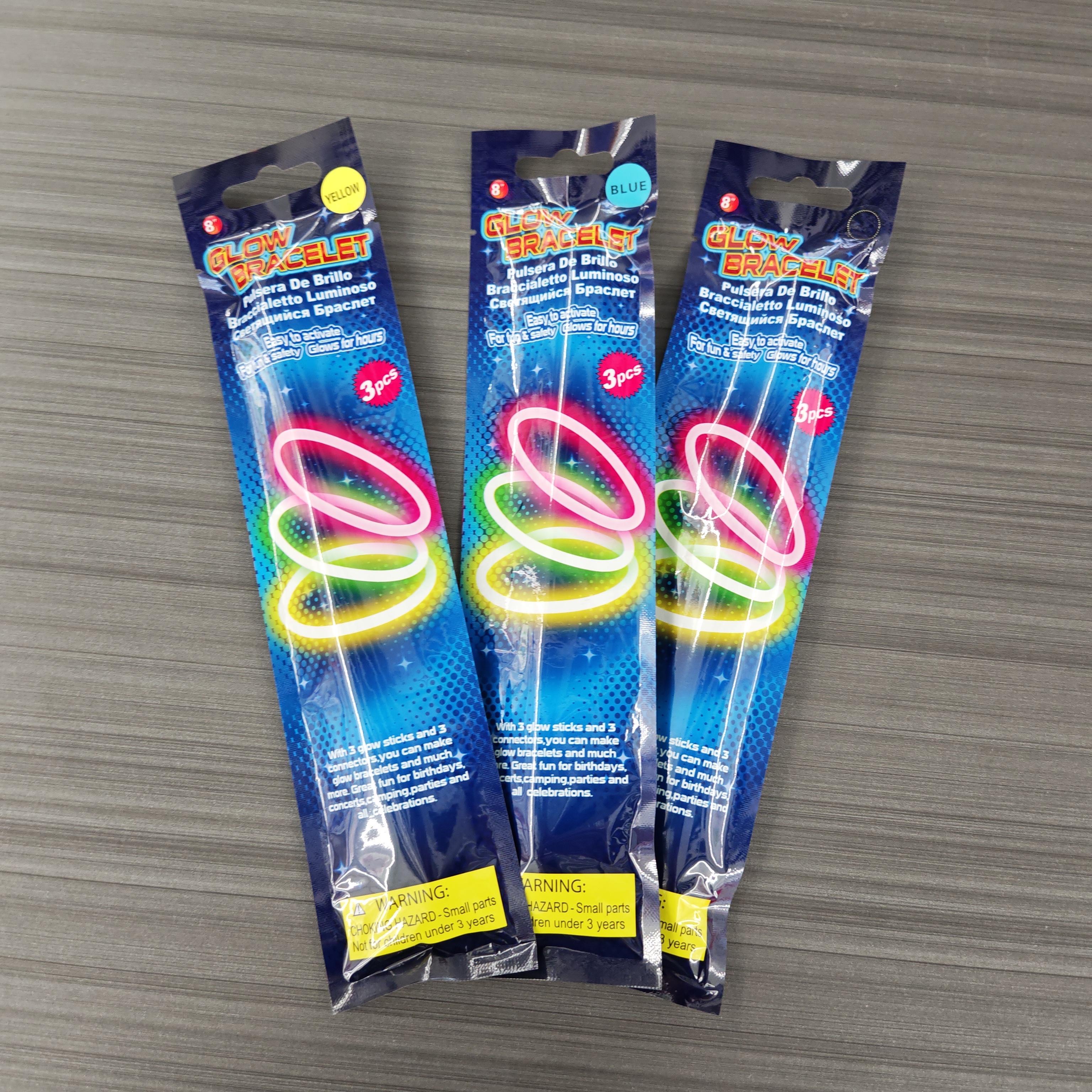 Three-piece bracelet, color fluorescent wristband, disposable luminous bracelet, concert, party and evening glow cheering props details Picture