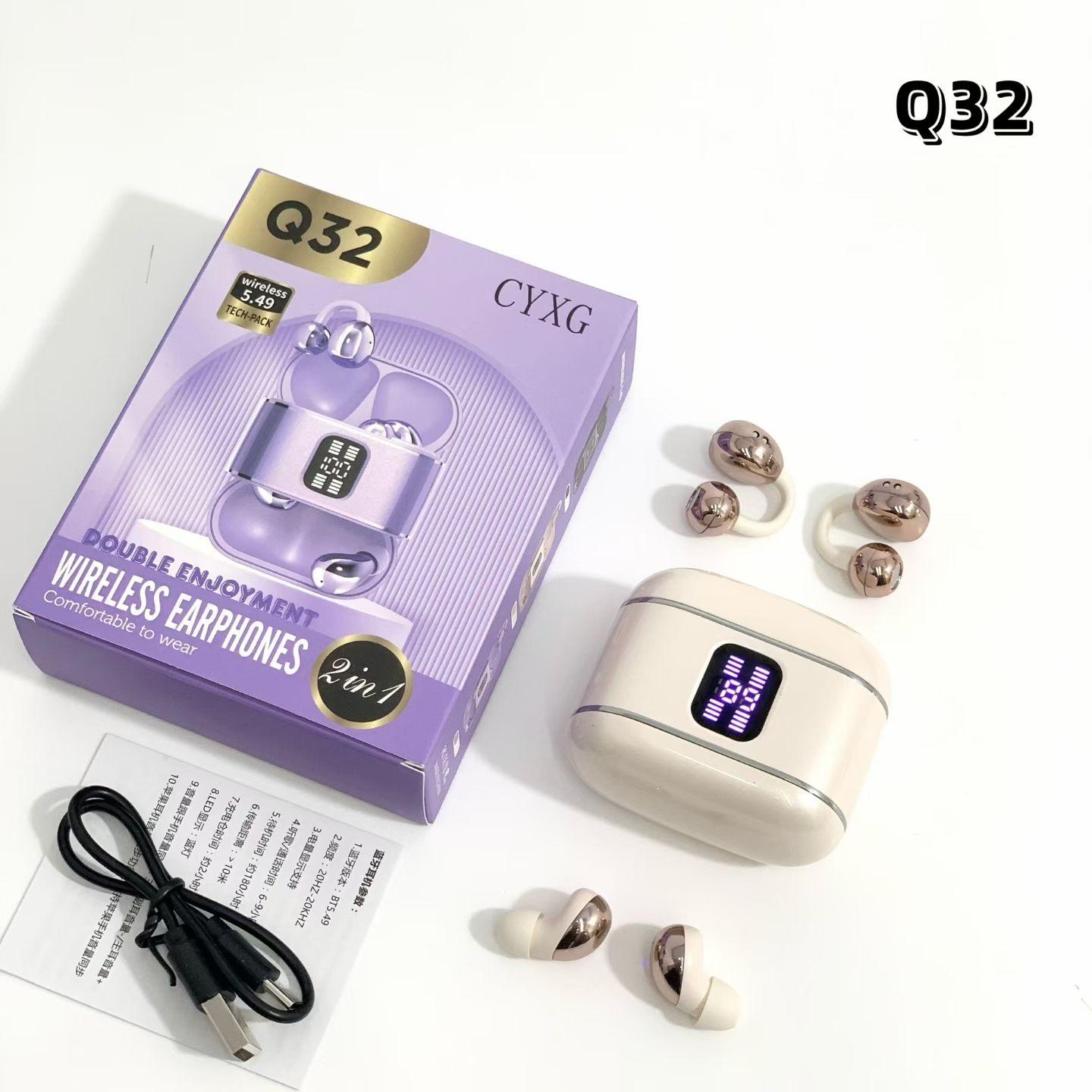 Q32 Twin process oil spraying ➕ electroplating four-in-one 🎧 black skin purple three-color Specification image