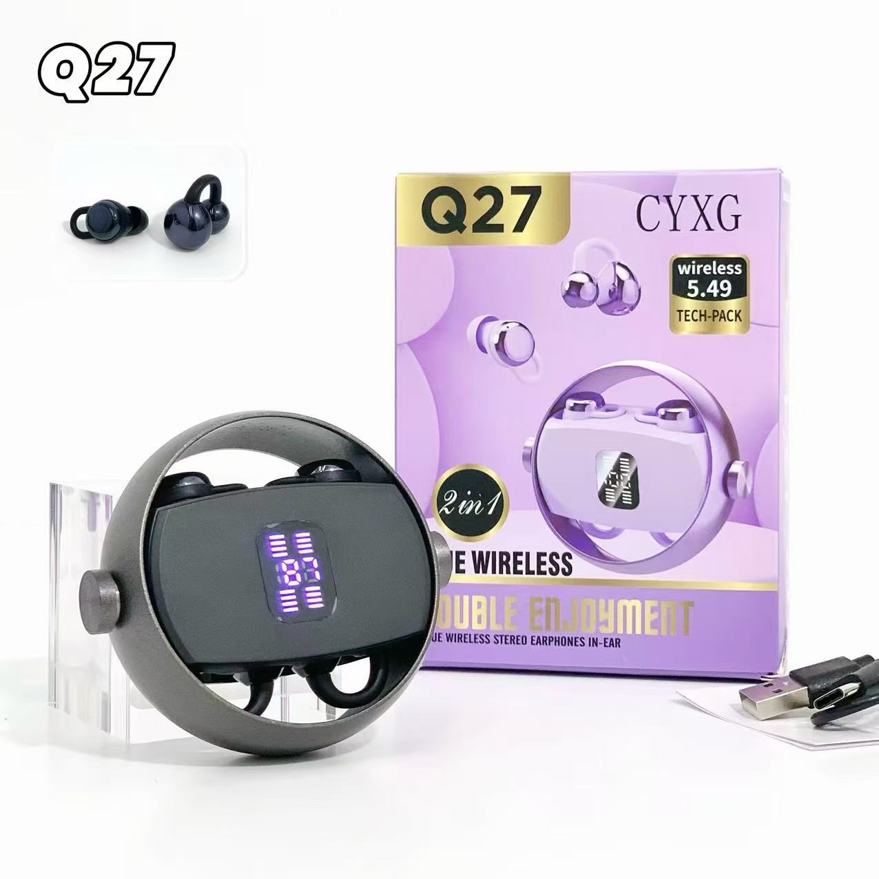 Q27 Twin Coil Gyro Headphones 🎧4In1 over-ear ➕Mini Specification image