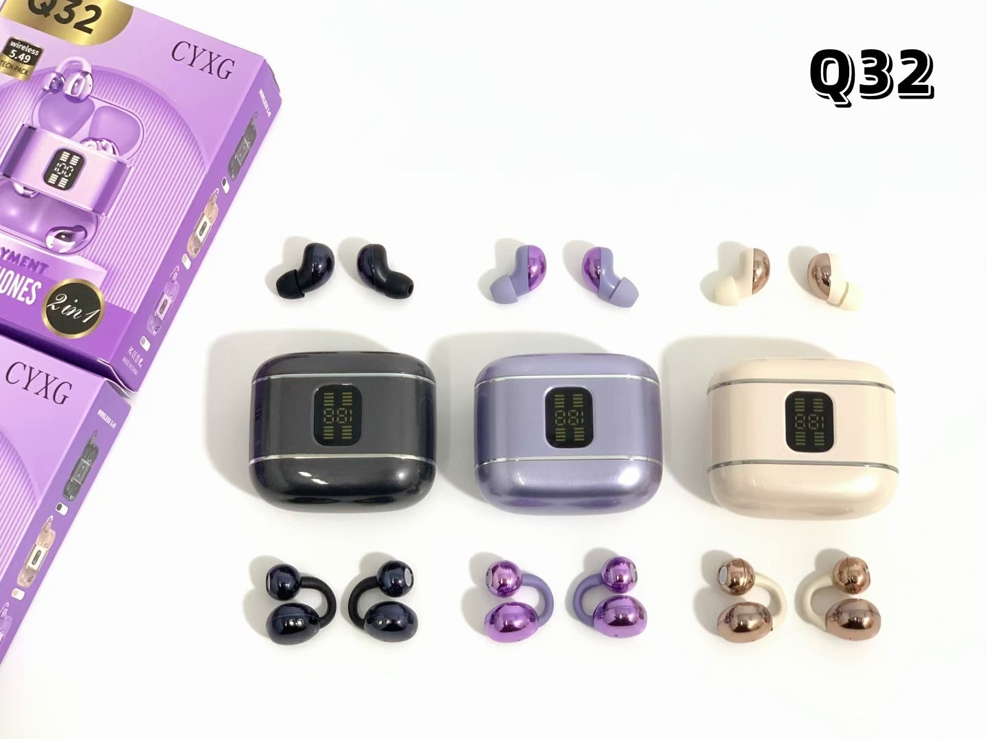 Q32 Twin process oil spraying ➕ electroplating four-in-one 🎧 black skin purple three-color details Picture
