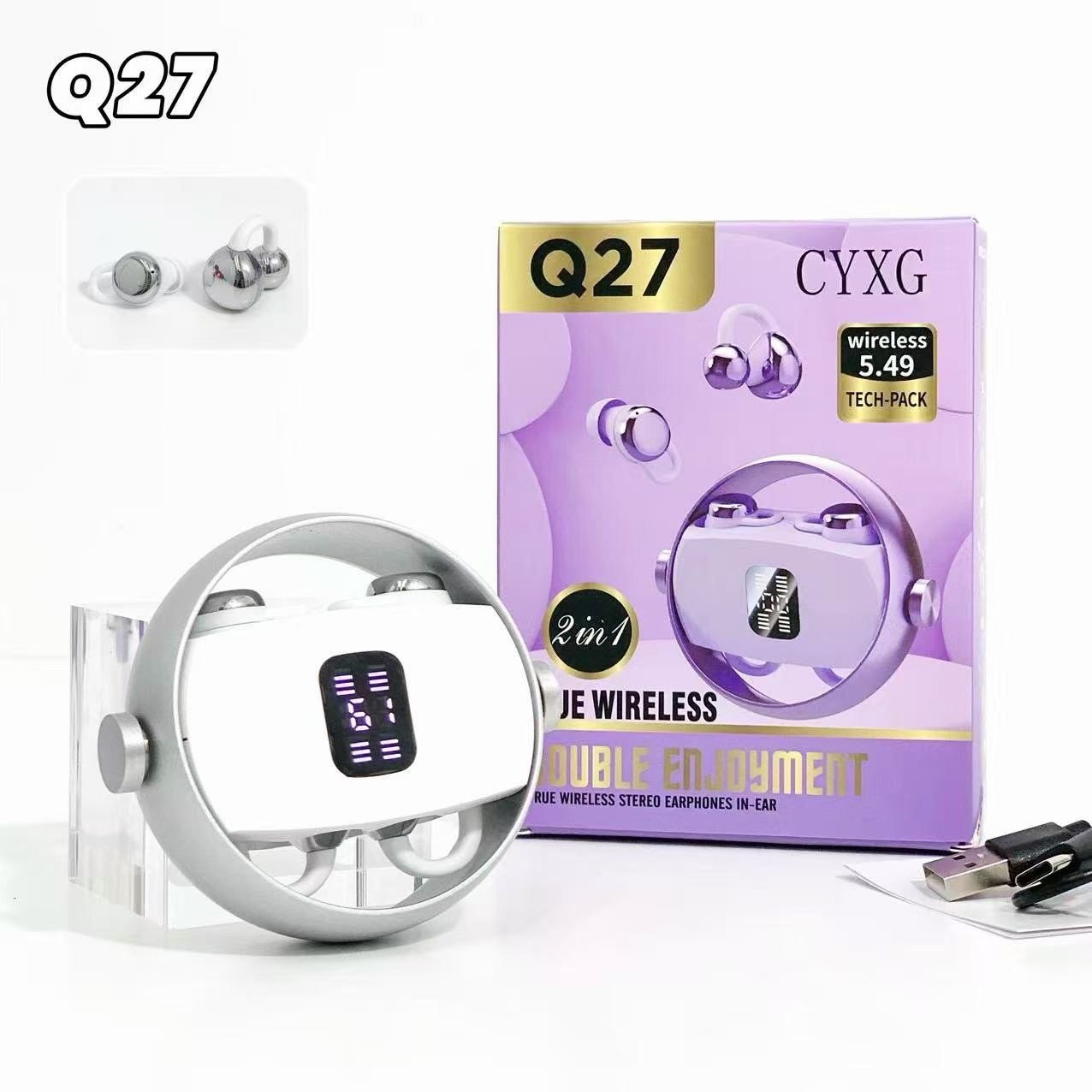 Q27 Twin Coil Gyro Headphones 🎧4In1 over-ear ➕Mini Item Picture